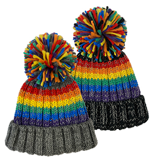 Joy and Cheer Kids Rainbow Stripe Cuff Cap, 6Blk,6Grey - Winter Hats